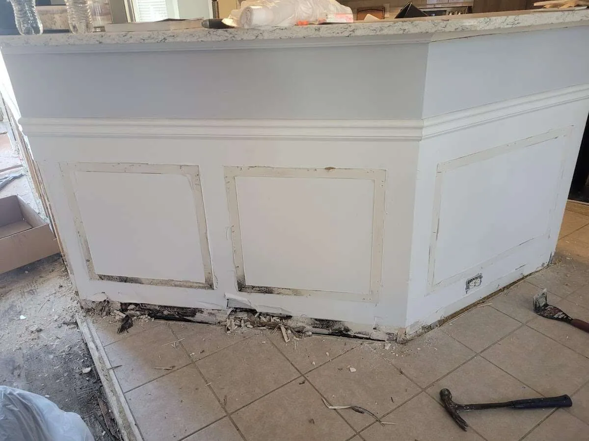 Water damage and mold on kitchen during Storm Damage Restoration in Paradise